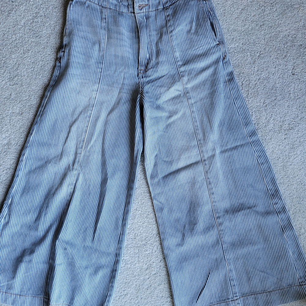 Kensie Gaucho Jeans - Striped Wide-Leg Pants